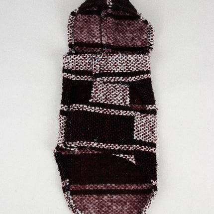 Hippie embroidered dog jacket, extra mini, red wine and white