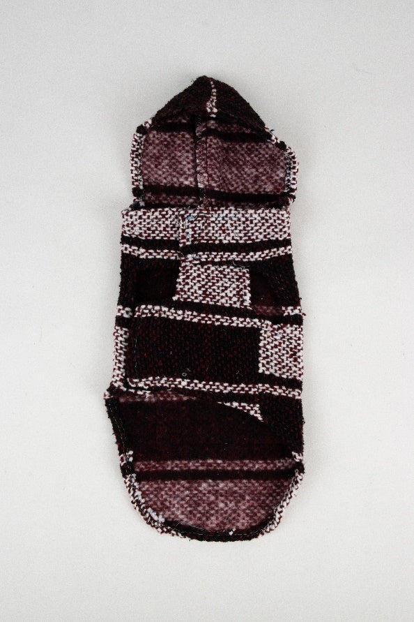 Hippie embroidered dog jacket, extra mini, red wine and white