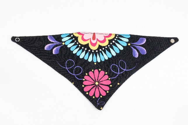 Hand-Painted Pet Bandana — Small (Black/Purple)
