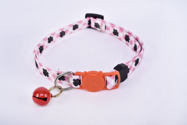 Breakaway cat collar with bell, pink and black