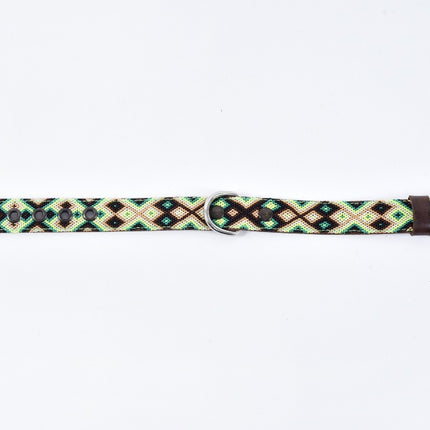 Hand-embroidered leather dog collar, small, mix colors