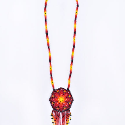 Wixárika Flor de Peyote Beaded Necklace — 44 cm (Style 2)