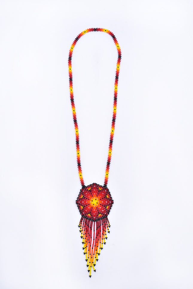Wixárika Flor de Peyote Beaded Necklace — 44 cm (Style 2)