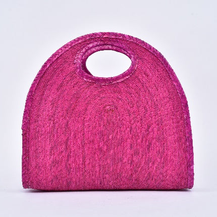 Half Moon Straw Bag — Pink