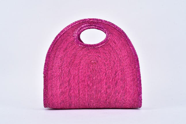 Half Moon Straw Bag — Pink