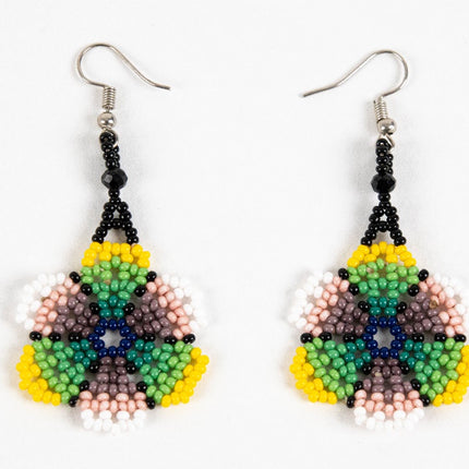 Wixárika Small Flower Beaded Earrings — 5 cm (Set of 2 Pairs, Style 2)