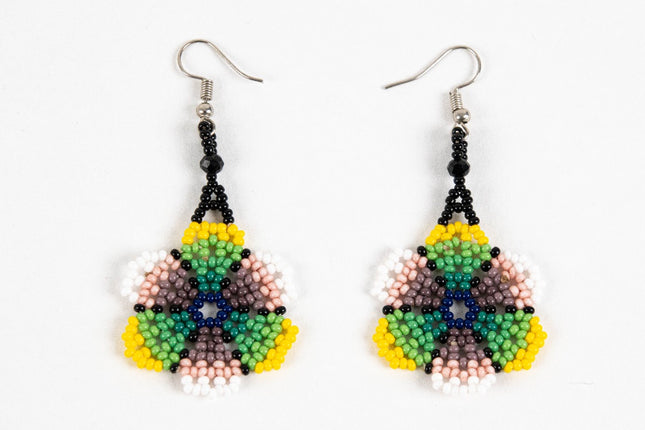 Wixárika Small Flower Beaded Earrings — 5 cm (Set of 2 Pairs, Style 2)