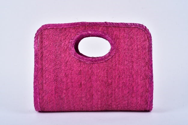 Mini Square Straw Bag — Pink