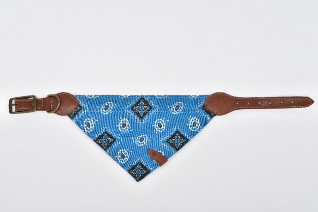 Leather Pet Bandana — Extra Large (Light Blue)