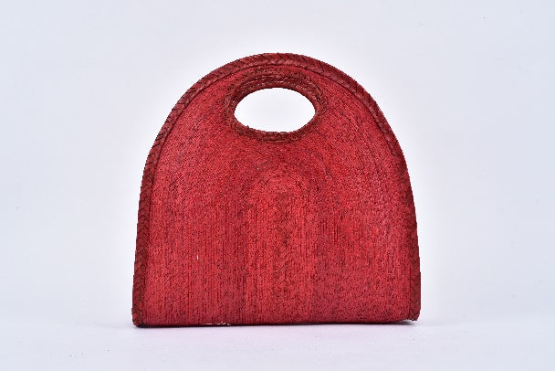 Half Moon Straw Bag — Red