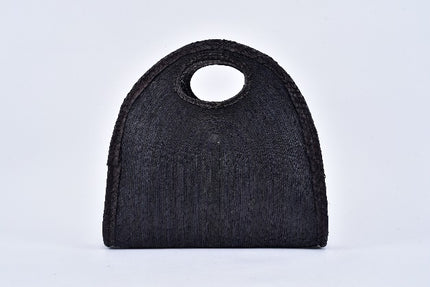 Half Moon Straw Bag — Black