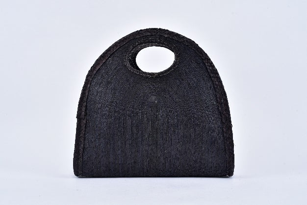 Half Moon Straw Bag — Black