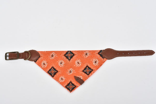 Leather Pet Bandana — Extra Large (Orange)