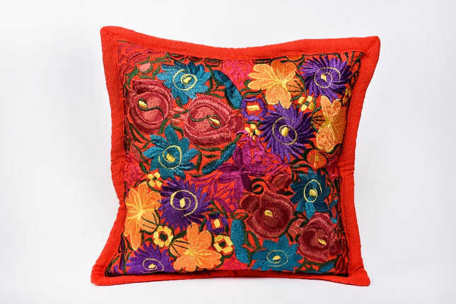 Chiapas Floral Cushion Cover - Red
